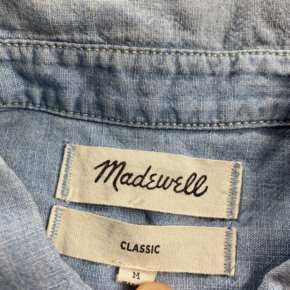 Madewell Top Women's Medium Blue Classic Button Up 100% Cotton Casual - Picture 3 of 8